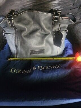 Dooney & Bourke Black Leather Satchel with Contrast Stitching